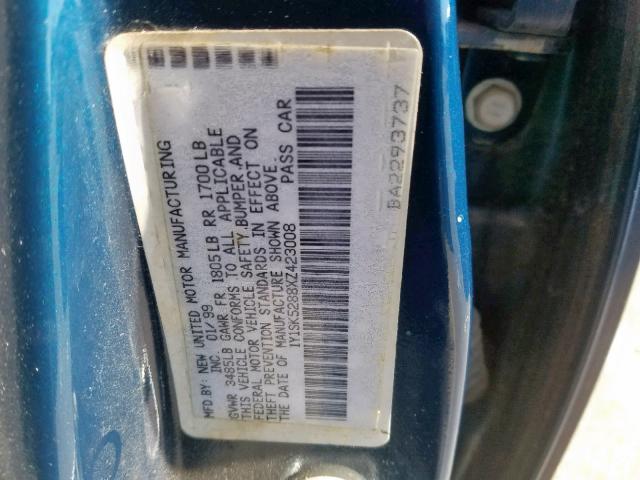 1Y1SK5288XZ423008 - 1999 CHEVROLET GEO PRIZM მწვანე ფოტო 10