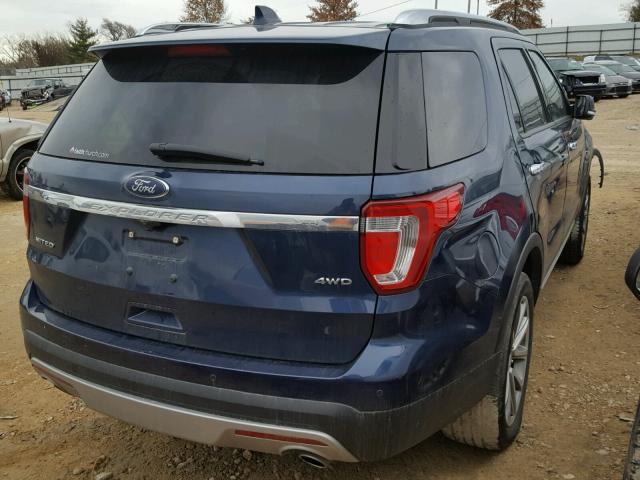 1FM5K8F88HGB80984 - 2017 FORD EXPLORER L BLUE photo 4