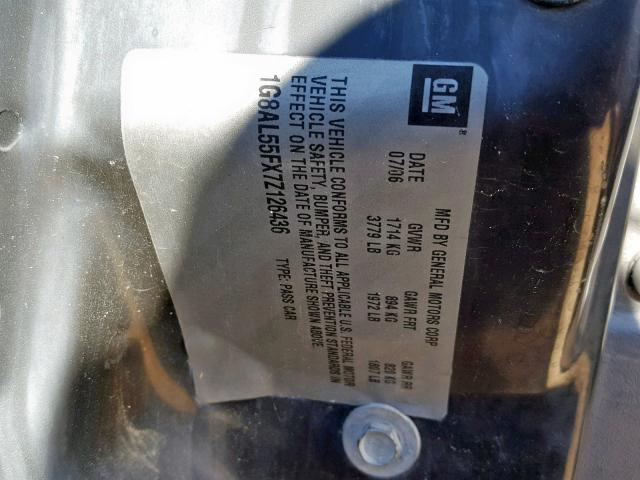 1G8AL55FX7Z126436 - 2007 SATURN ION LEVEL BLUE photo 10