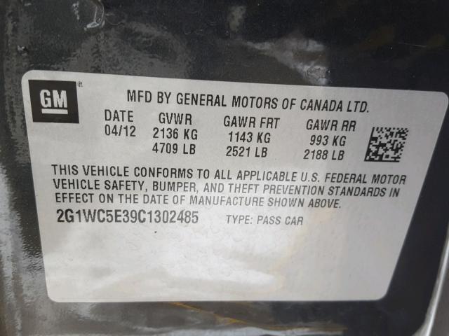 2G1WC5E39C1302485 - 2012 CHEVROLET IMPALA LTZ BLACK photo 10