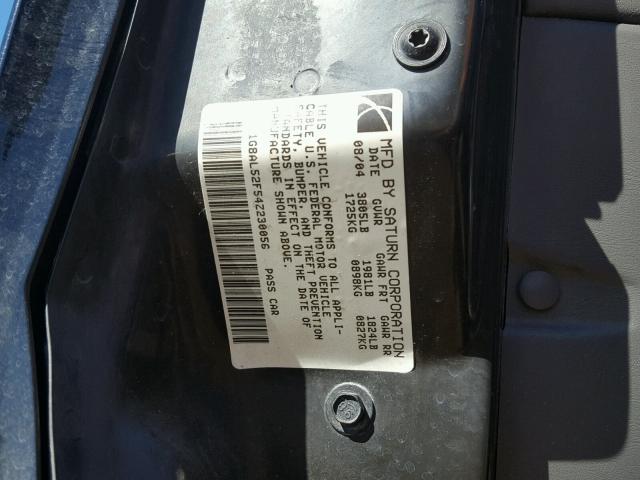 1G8AL52F54Z230056 - 2004 SATURN ION LEVEL 黑色 照片 10