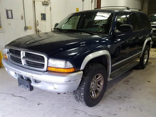 1B4HS58N52F143212 - 2002 DODGE DURANGO SL BLUE photo 2