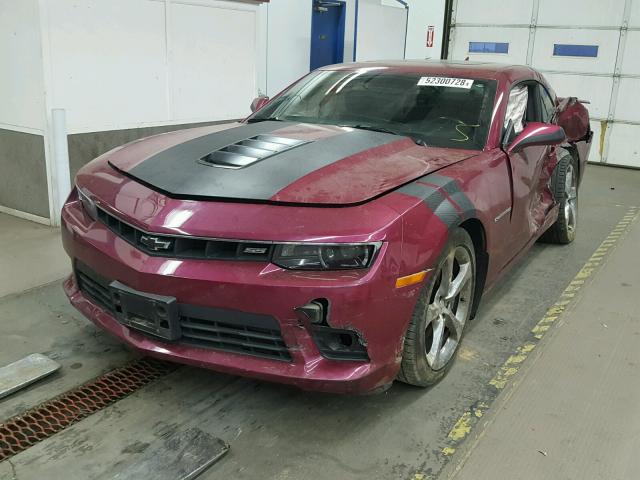 2G1FK1EJ6E9285191 - 2014 CHEVROLET CAMARO 2SS MAROON photo 2