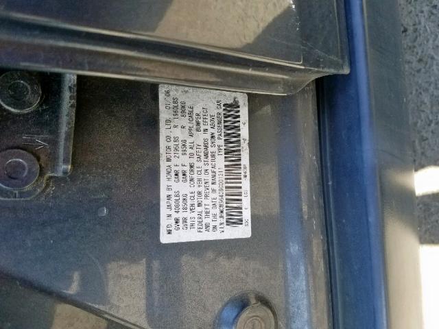 JHMCM56406C001311 - 2006 HONDA ACCORD LX GRAY photo 10