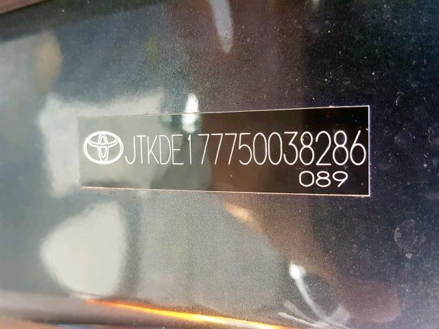 JTKDE177750038286 - 2005 TOYOTA SCION TC ნაცრისფერი ფოტო 10