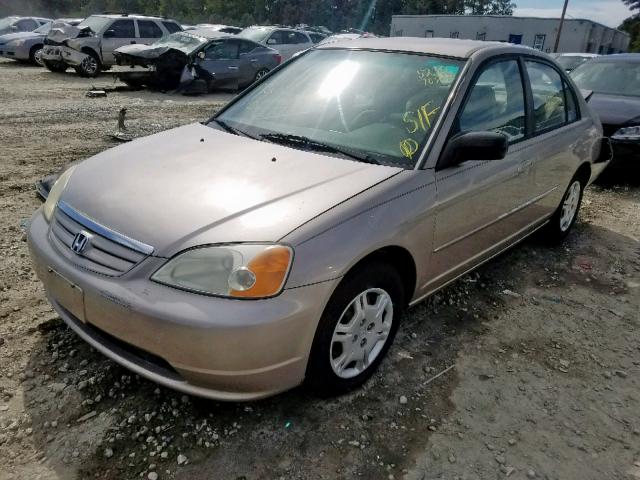 2HGES16592H546711 - 2002 HONDA CIVIC LX TAN photo 2