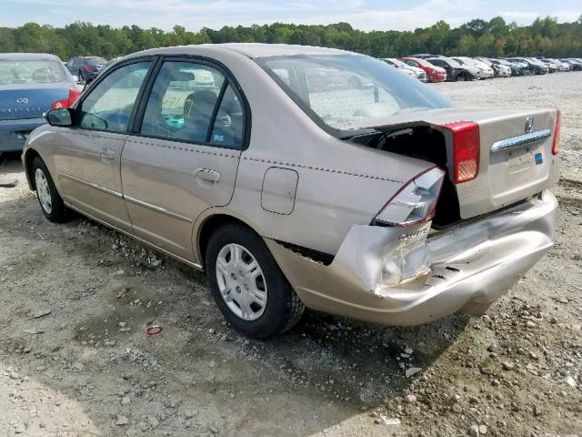 2HGES16592H546711 - 2002 HONDA CIVIC LX TAN photo 3