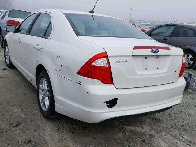 3FAHP0GA5CR325217 - 2012 FORD FUSION S WHITE photo 3