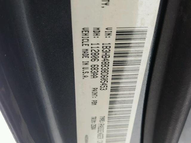 1B3HB48B38D605453 - 2008 DODGE CALIBER SX GRAY photo 10