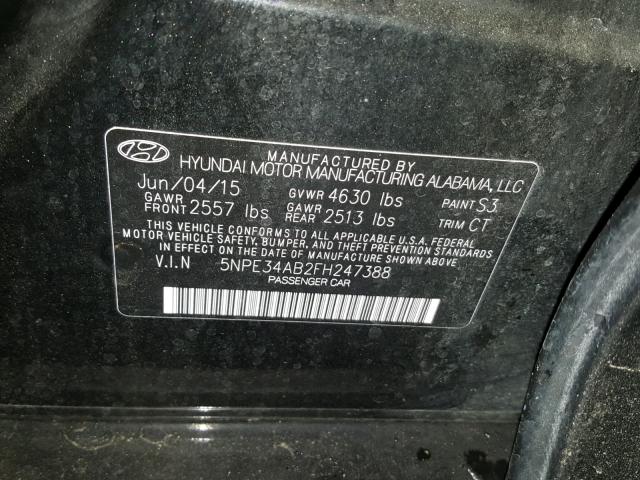 5NPE34AB2FH247388 - 2015 HYUNDAI SONATA SPO BLACK photo 10