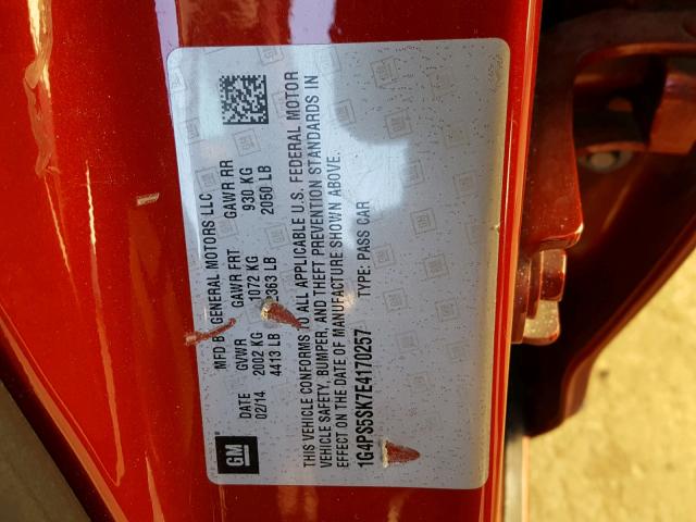 1G4PS5SK7E4170257 - 2014 BUICK VERANO RED photo 10