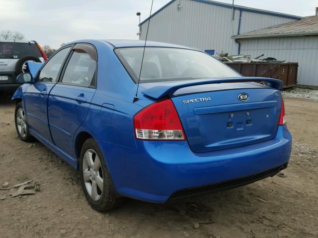 KNAFE122385010596 - 2008 KIA SPECTRA EX BLUE photo 3