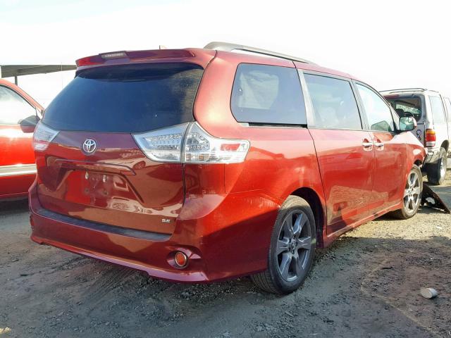 5TDXZ3DC9JS939740 - 2018 TOYOTA SIENNA SE RED photo 4