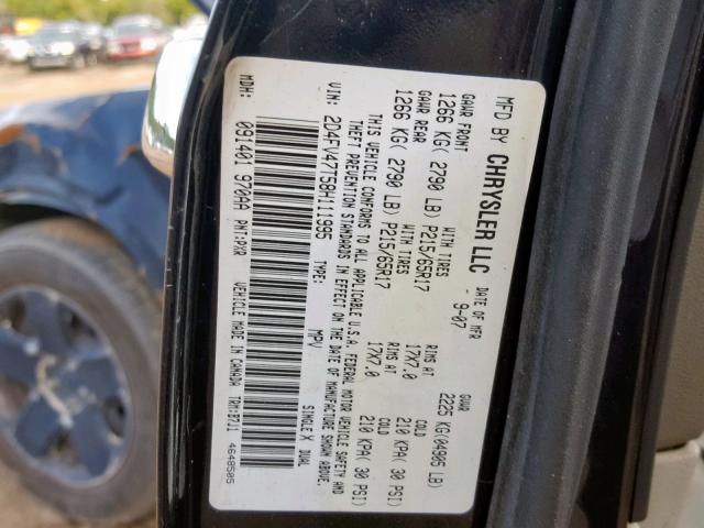 2D4FV47T58H111995 - 2008 DODGE MAGNUM BLACK photo 10