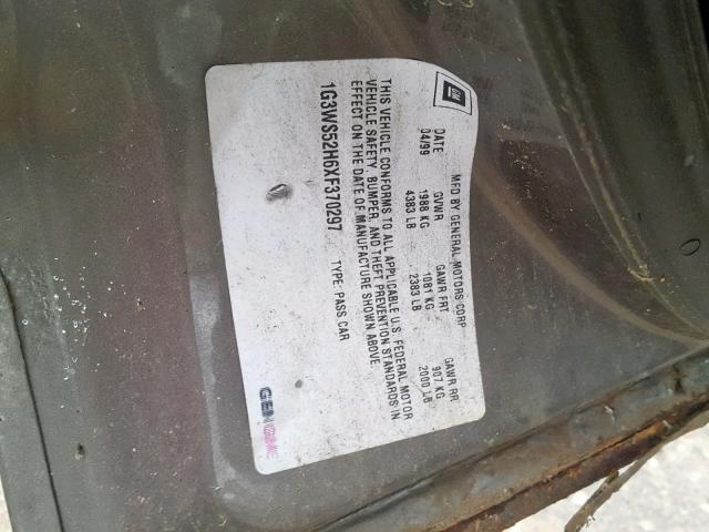 1G3WS52H6XF370297 - 1999 OLDSMOBILE INTRIGUE G BROWN photo 10