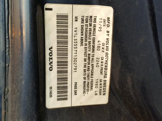 YV1LS5557T1302791 - 1996 VOLVO 850 BASE BLACK photo 10