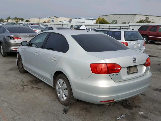 3VW2K7AJ2CM354345 - 2012 VOLKSWAGEN JETTA BASE SILVER photo 3