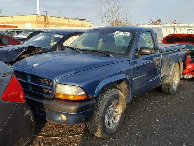 1B7FL36X82S542347 - 2002 DODGE DAKOTA SPO BLUE photo 2