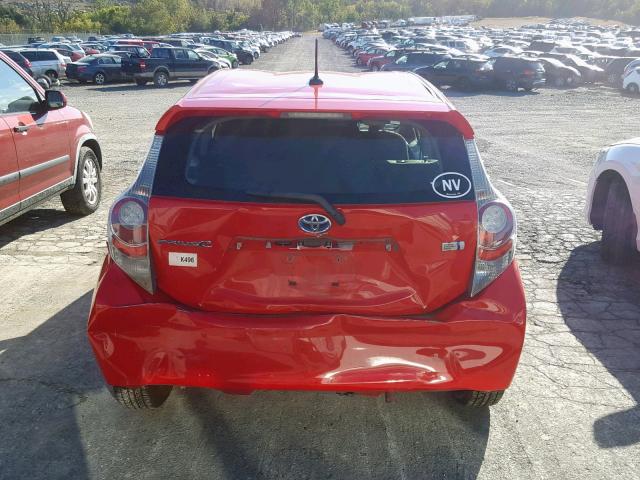 JTDKDTB3XC1512076 - 2012 TOYOTA PRIUS C RED photo 9