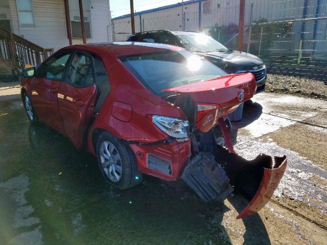 2T1BURHE2GC500601 - 2016 TOYOTA COROLLA L RED photo 3