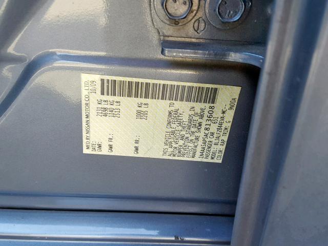 1N4AA5AP5AC813608 - 2010 NISSAN MAXIMA S BLUE photo 10