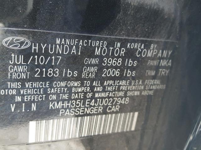 KMHH35LE4JU027948 - 2018 HYUNDAI ELANTRA GT BLACK photo 10