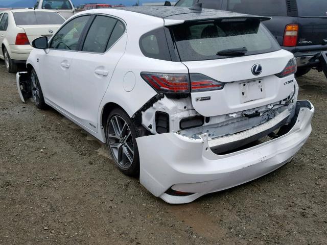 JTHKD5BHXF2240083 - 2015 LEXUS CT 200 WHITE photo 3