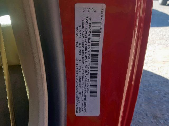 3VWSF31Y46M304853 - 2006 VOLKSWAGEN NEW BEETLE 红色 照片 10