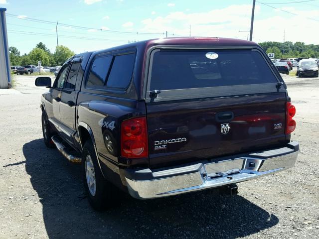 1D7HW48N15S201402 - 2005 DODGE DAKOTA QUA MAROON photo 3