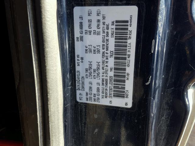 1B7KF23671J220928 - 2001 DODGE RAM 2500 BLUE photo 10