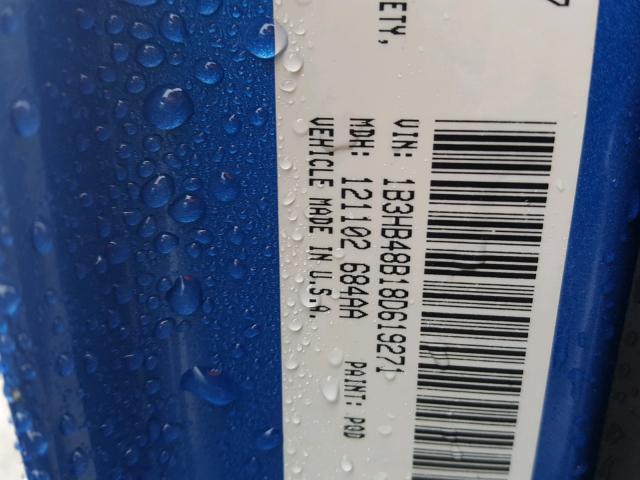 1B3HB48B18D619271 - 2008 DODGE CALIBER SX BLUE photo 10