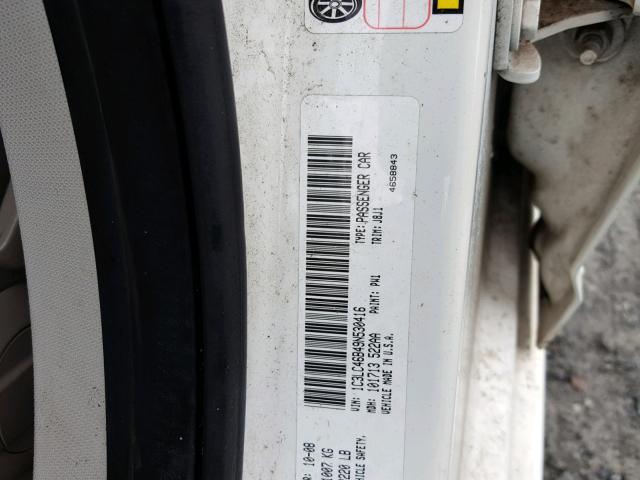 1C3LC46B49N530416 - 2009 CHRYSLER SEBRING LX WHITE photo 10