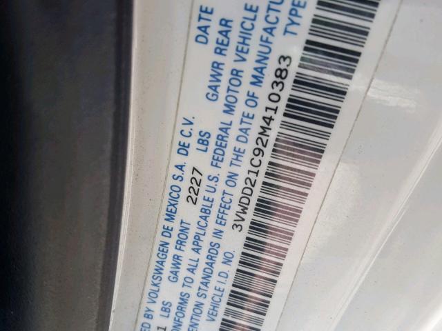 3VWDD21C92M410383 - 2002 VOLKSWAGEN NEW BEETLE 白色 照片 10