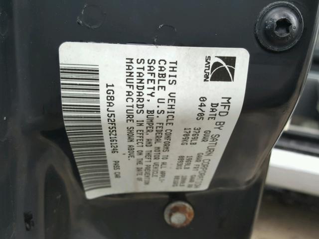 1G8AJ52F55Z161246 - 2005 SATURN ION LEVEL SILVER photo 10