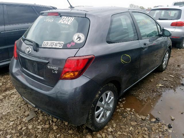 VNKJTUD38FA024340 - 2015 TOYOTA YARIS GRAY photo 4