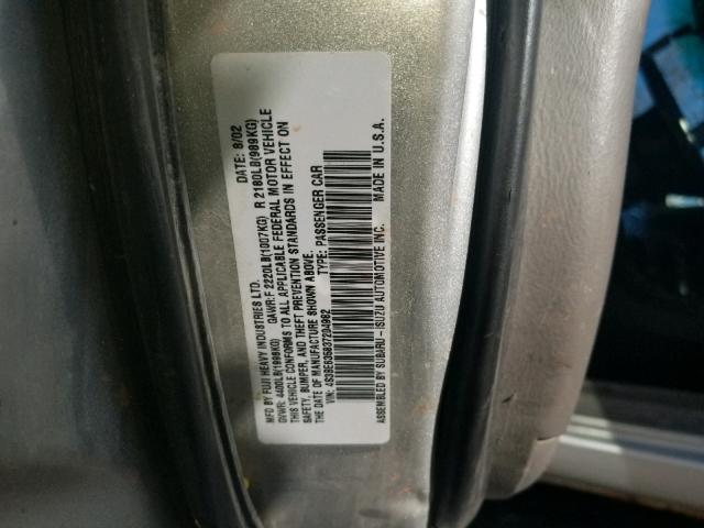 4S3BE635837204982 - 2003 SUBARU LEGACY L SILVER photo 10