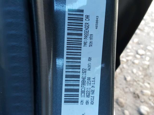 1C3BC1FB8BN611922 - 2011 CHRYSLER 200 TOURIN GRAY photo 10