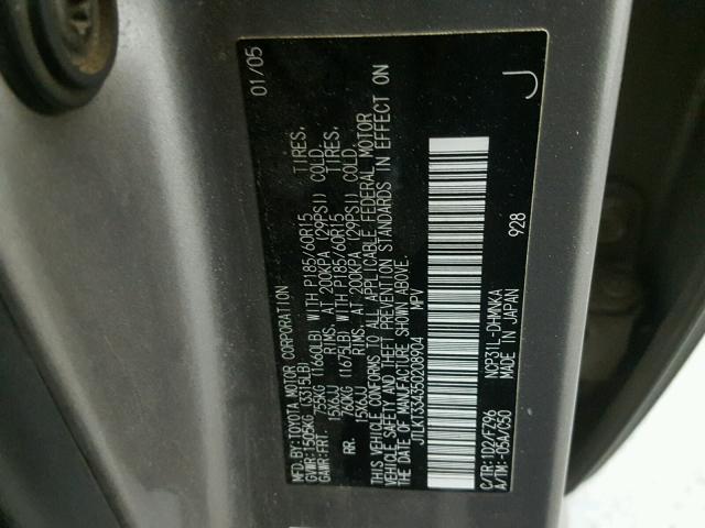 JTLKT334350208904 - 2005 TOYOTA SCION XB Қоңыр фото 10