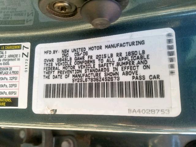 5Y2SL67836Z452673 - 2006 PONTIAC VIBE BLUE photo 10