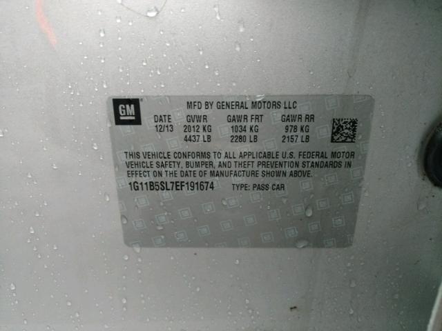 1G11B5SL7EF191674 - 2014 CHEVROLET MALIBU LS 灰色 照片 10