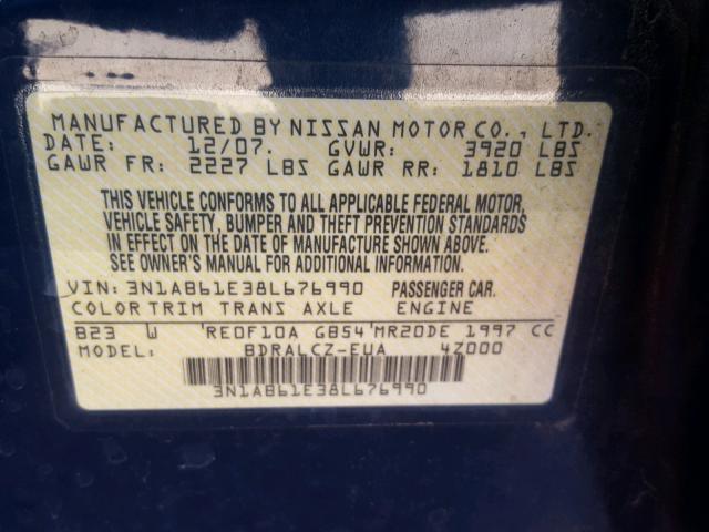 3N1AB61E38L676990 - 2008 NISSAN SENTRA 2.0 BLUE photo 10