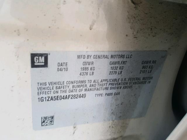 1G1ZA5E04AF282449 - 2010 CHEVROLET MALIBU LS TAN photo 10