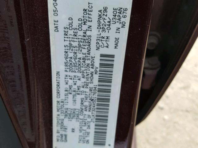 JTLKT324X50176941 - 2005 TOYOTA SCION XB Bənövşəyi foto 10