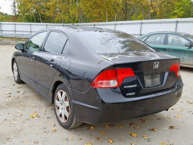 2HGFA16537H504243 - 2007 HONDA CIVIC LX BLACK photo 3