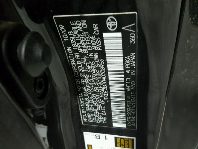 JTKDE3B70A0308956 - 2010 TOYOTA SCION TC შავი ფოტო 10