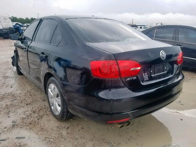3VW1K7AJ9CM323038 - 2012 VOLKSWAGEN JETTA BASE BLACK photo 3