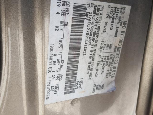 5LMEU27R91LJ15053 - 2001 LINCOLN NAVIGATOR Алтын фото 10