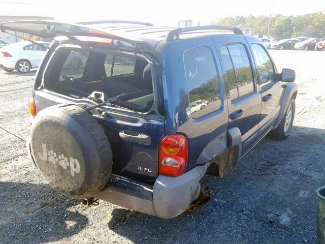 1J4GL48K24W323076 - 2004 JEEP LIBERTY SP BLUE photo 4