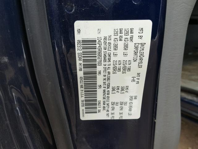 1D4GP45R96B527933 - 2006 DODGE CARAVAN SX BLUE photo 10