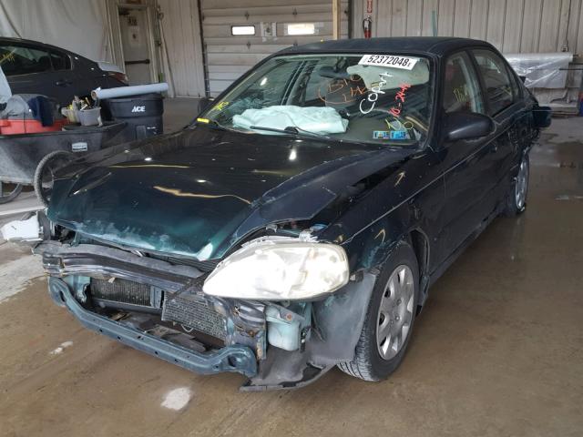 2HGEJ6613YH501592 - 2000 HONDA CIVIC BASE GREEN photo 2